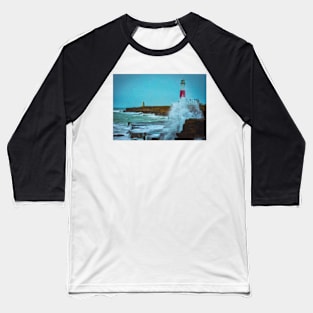 Portland Bill Lighthouse Pastel Baseball T-Shirt